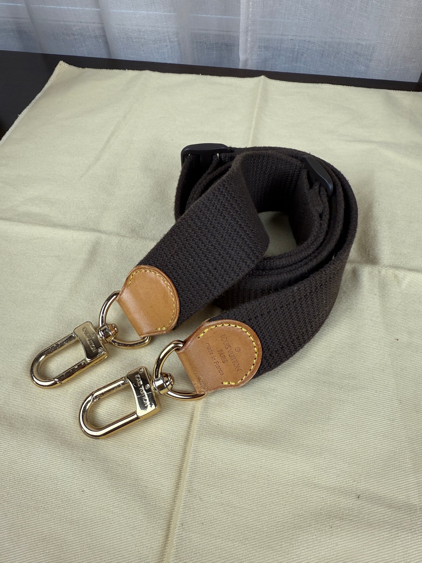 Brown Adjustable Webbed Strap – Vachetta & Gold-Tone Hardware