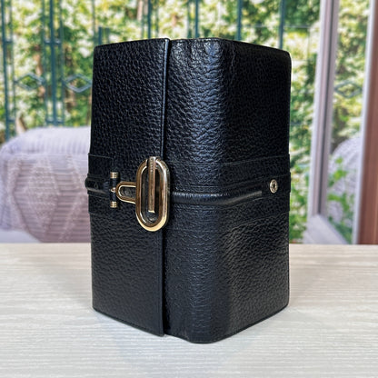 Gucci Junco Black Leather Folio Long Wallet