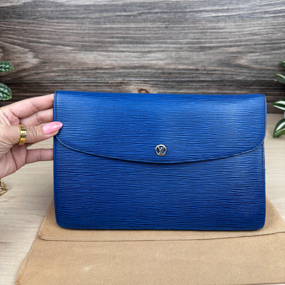 Louis Vuitton Toledo Blue Epi Leather Montaigne Clutch