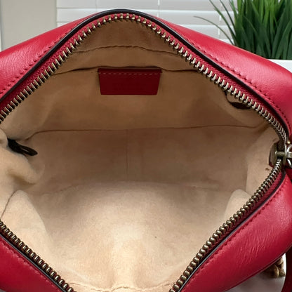 Gucci Calfskin Matelasse Mini GG Marmont Bag Red