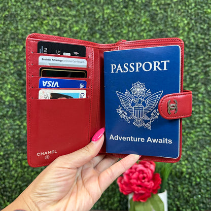 Chanel Red Quilted Leather CC French Wallet