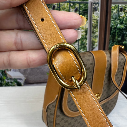 Gucci Micro GG Brown Coated Canvas Flap Crossbody Bag