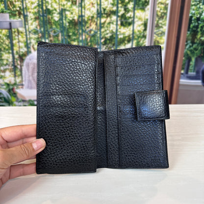 Gucci Junco Black Leather Folio Long Wallet