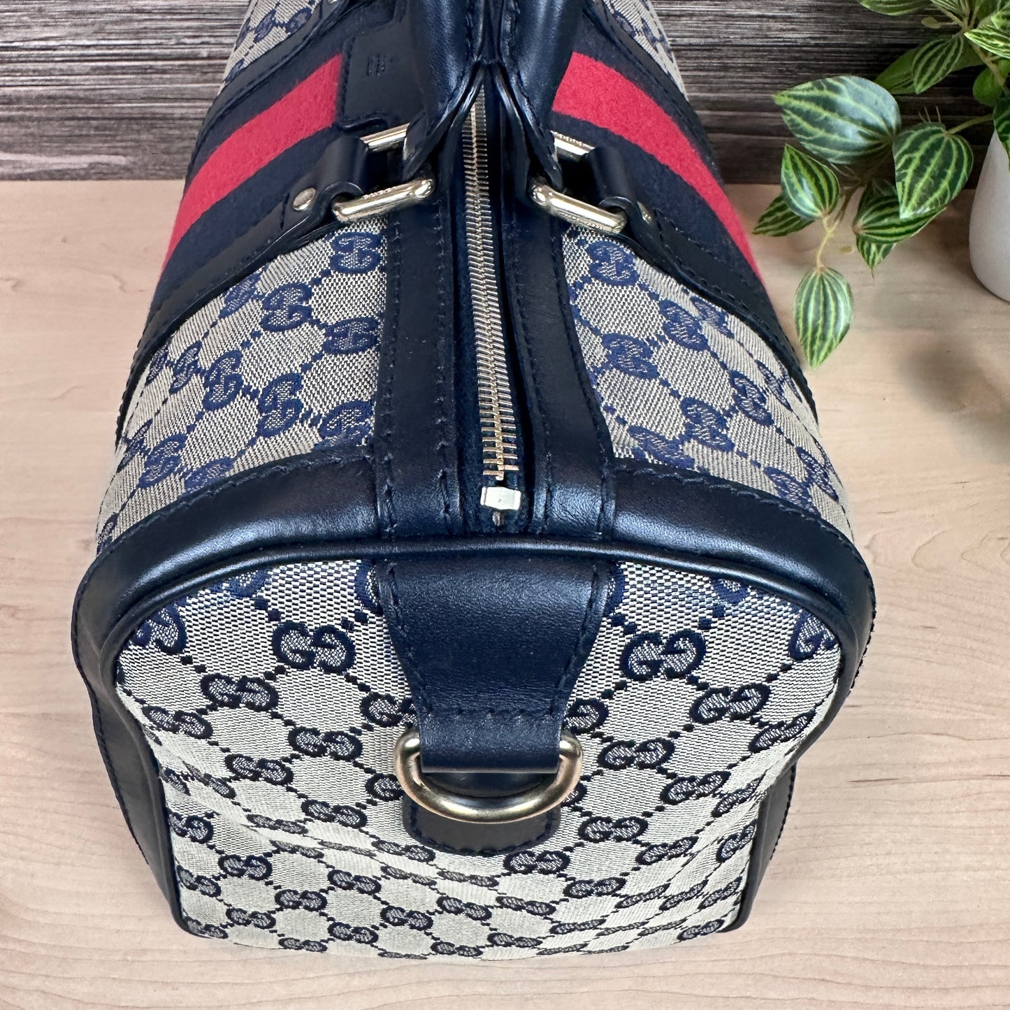 Gucci Original GG Canvas Medium Boston Bag Navy Blue