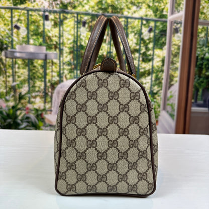 Gucci Vintage GG Coated Canvas Boston Bag Brown