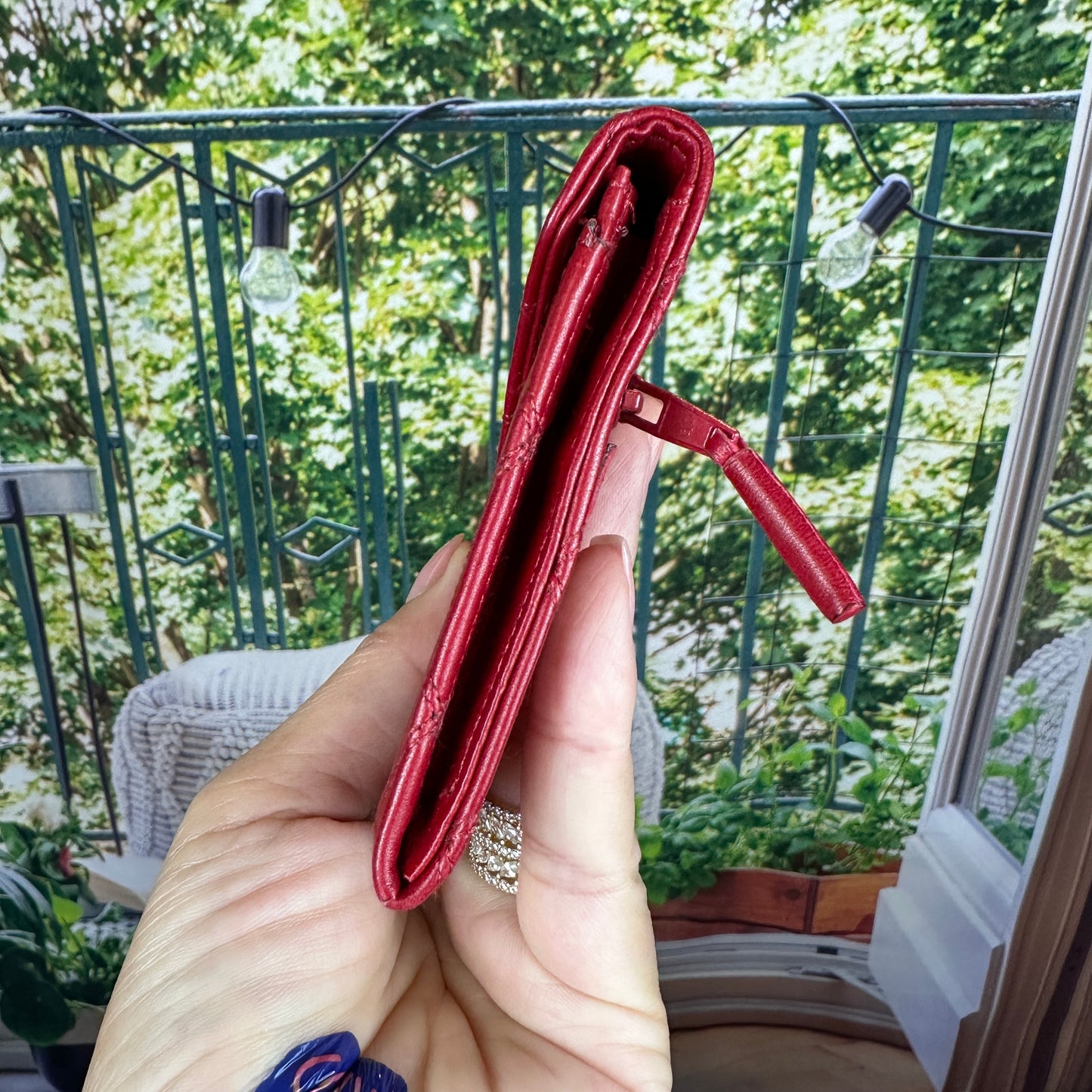 Chanel Red CC Wild Stitch Leather Card Holder