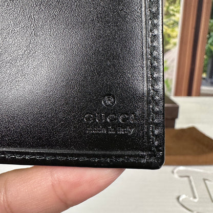 Gucci Black GG Imprime Coated Canvas Wallet on Chain