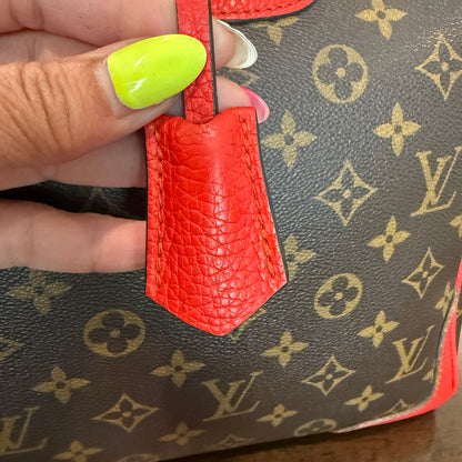 Retiro NM 2-Way Bag in Coquelicot Leather and
Monogram Canvas