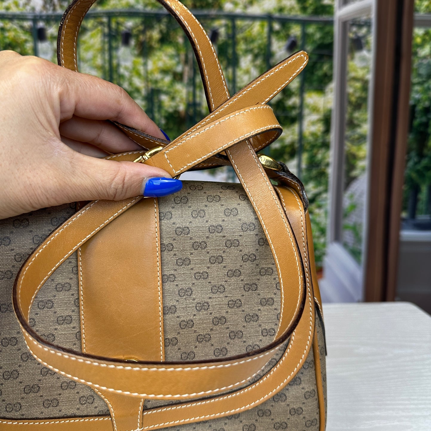 Gucci Micro GG Brown Coated Canvas Flap Crossbody Bag