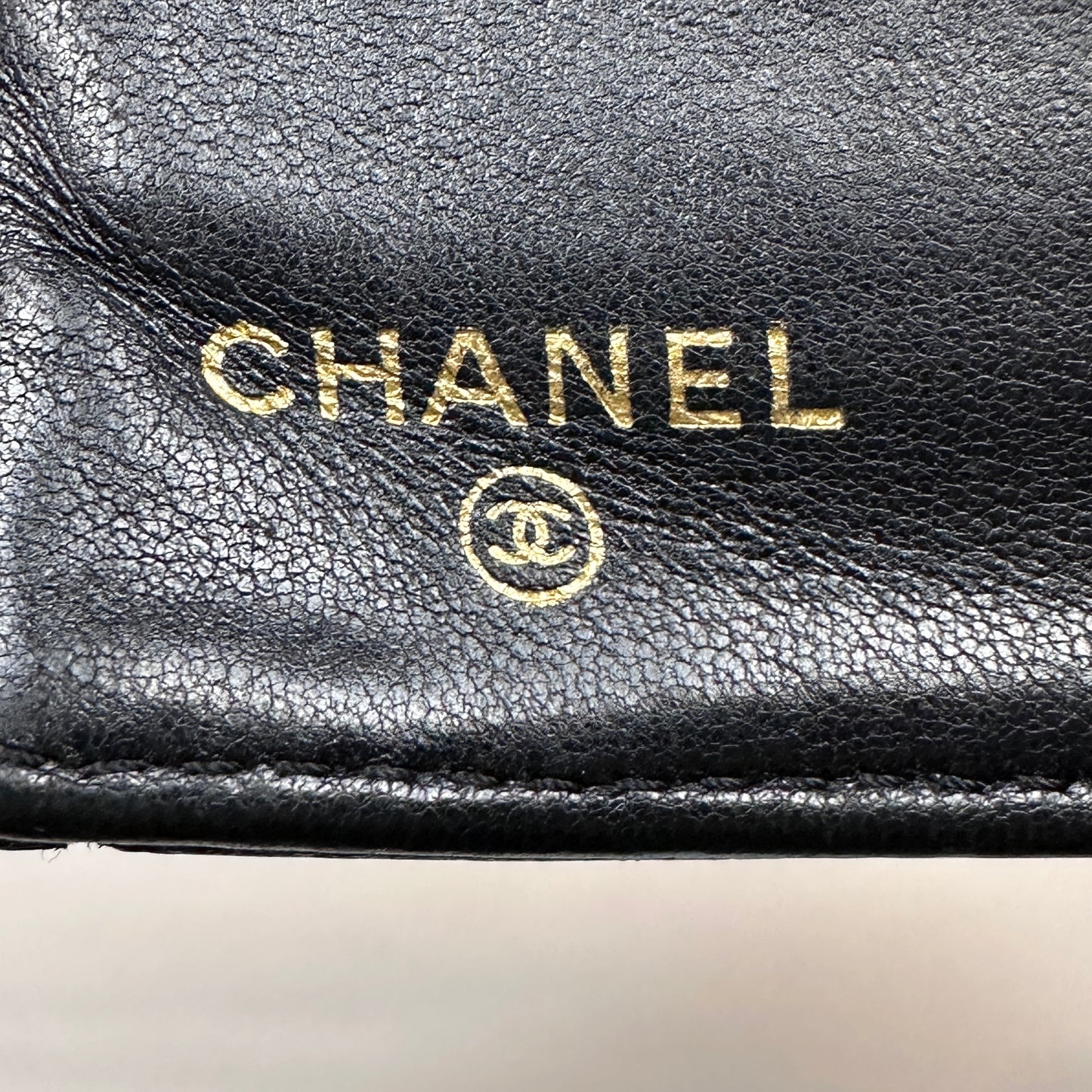 Chanel Black Caviar Leather Vintage Timeless CC French Wallet