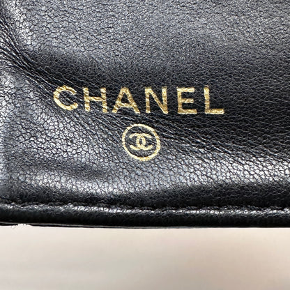 Chanel Black Caviar Leather Vintage Timeless CC French Wallet