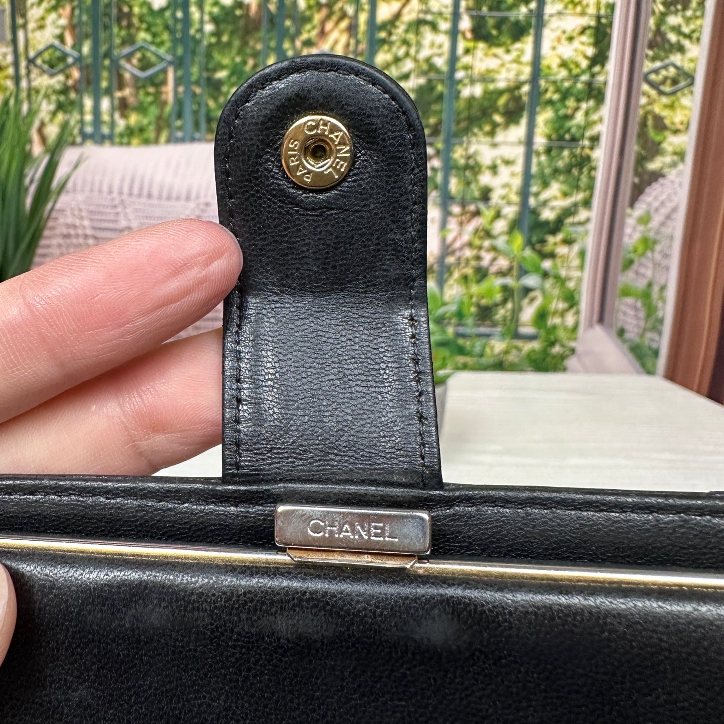 Chanel Black Caviar Leather Vintage Timeless CC French Wallet