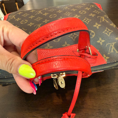 Retiro NM 2-Way Bag in Coquelicot Leather and
Monogram Canvas