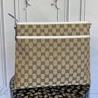 Gucci Classic GG Flat Medium Messenger Bag OffWhite