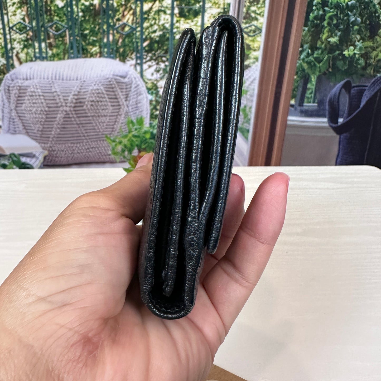 Gucci Junco Black Leather Folio Long Wallet