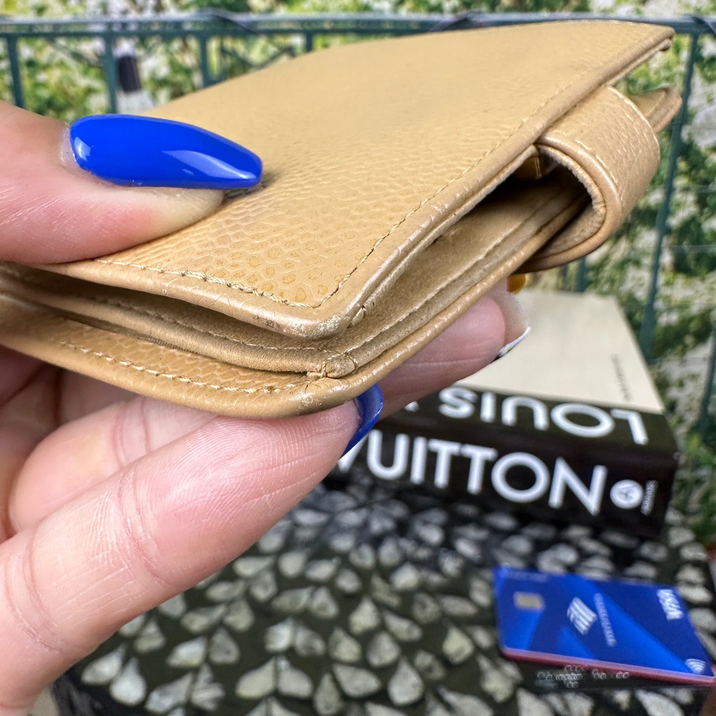Chanel Tan Caviar Leather CC Compact Bifold Wallet