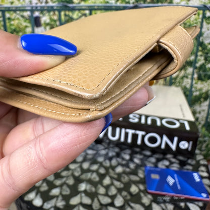 Chanel Tan Caviar Leather CC Compact Bifold Wallet