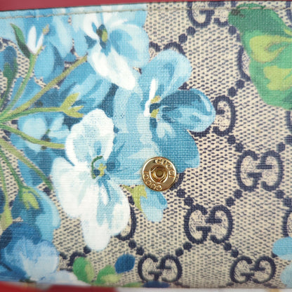 Gucci GG Supreme Blue Blooms Continental Wallet with Card Holder