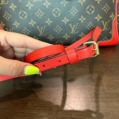 Retiro NM 2-Way Bag in Coquelicot Leather and
Monogram Canvas