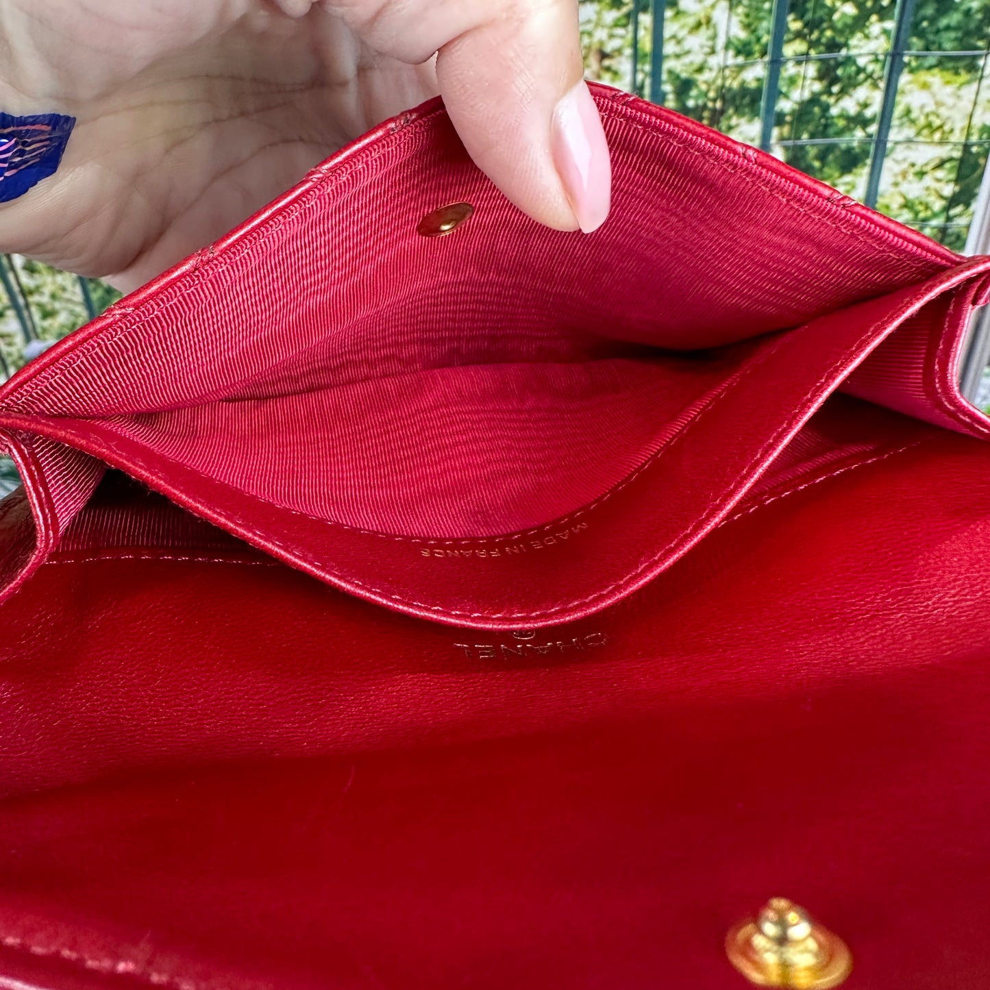 Chanel Red CC Wild Stitch Leather Card Holder