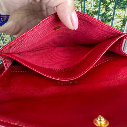 Chanel Red CC Wild Stitch Leather Card Holder
