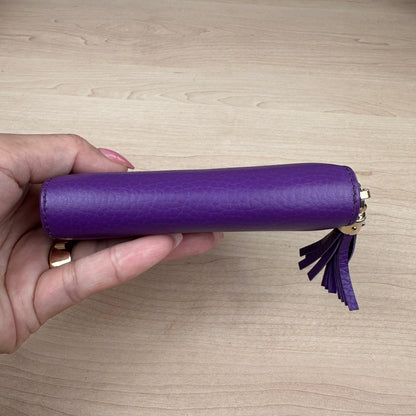 Gucci Purple Pebbled Leather Soho Zippy Compact Wallet