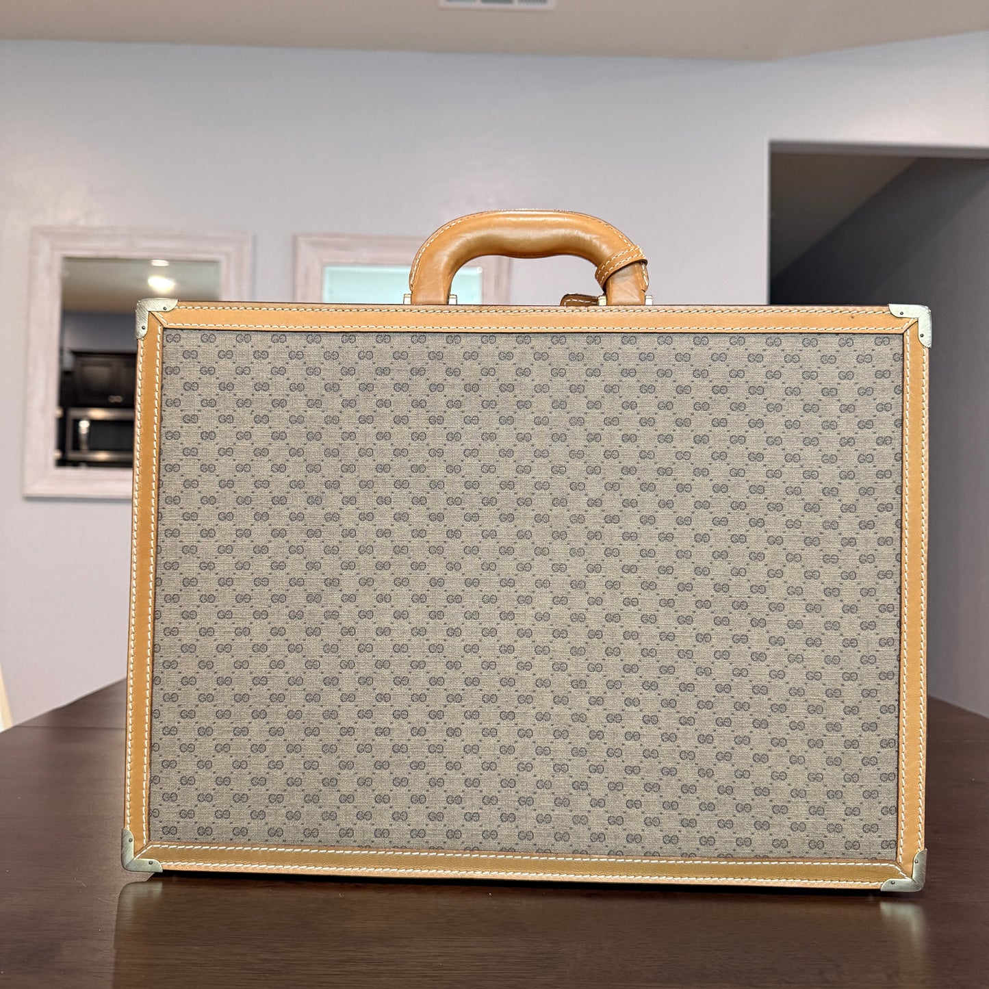 Beige/Brown Micro GG Hard Briefcase