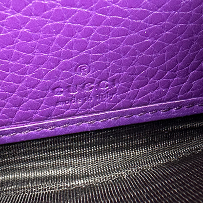 Gucci Purple Pebbled Leather Soho Zippy Compact Wallet