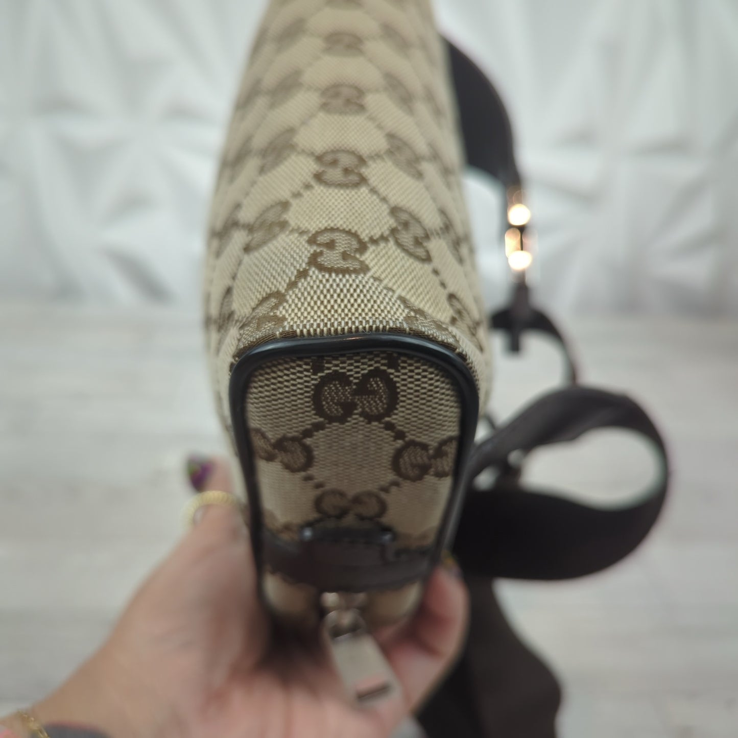 Gucci Original Monogram Belt Bag Dark Brown