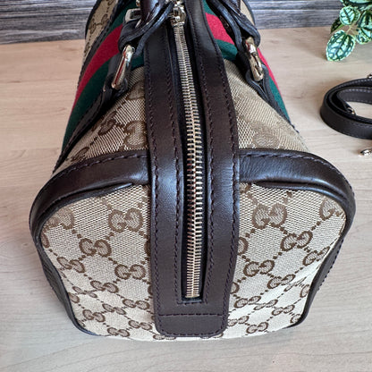 Gucci Original GG Small Boston Vintage Web Dark Brown