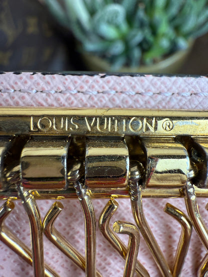 Damier Ebene 6-Ring Key Holder Rose Ballerine Pink