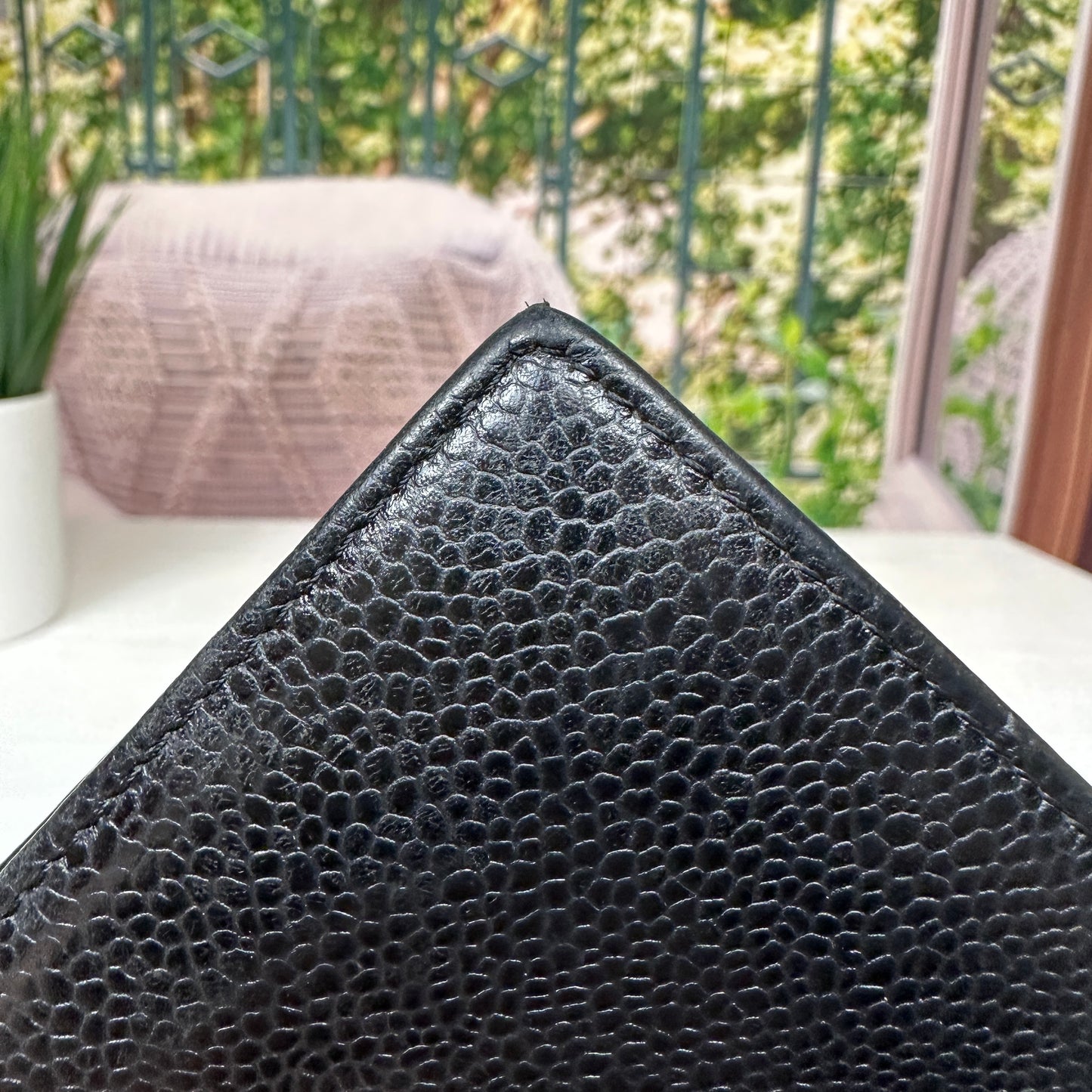 Chanel Black Caviar Leather Vintage Timeless CC French Wallet