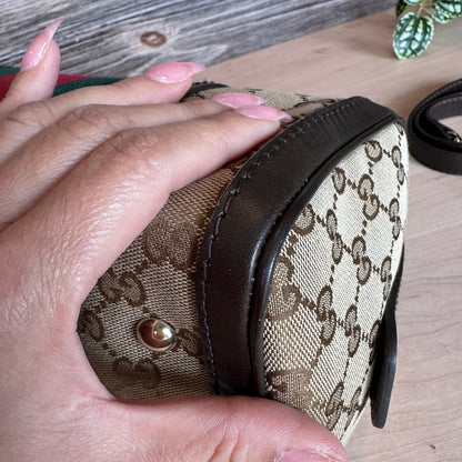 Gucci Original GG Small Boston Vintage Web Dark Brown