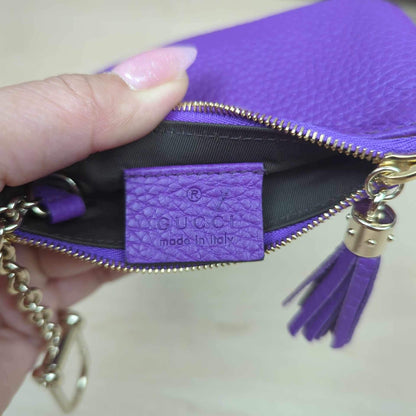 Gucci Purple Pebbled Calfskin Soho Key Case