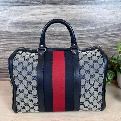 Gucci Original GG Canvas Medium Boston Bag Navy Blue