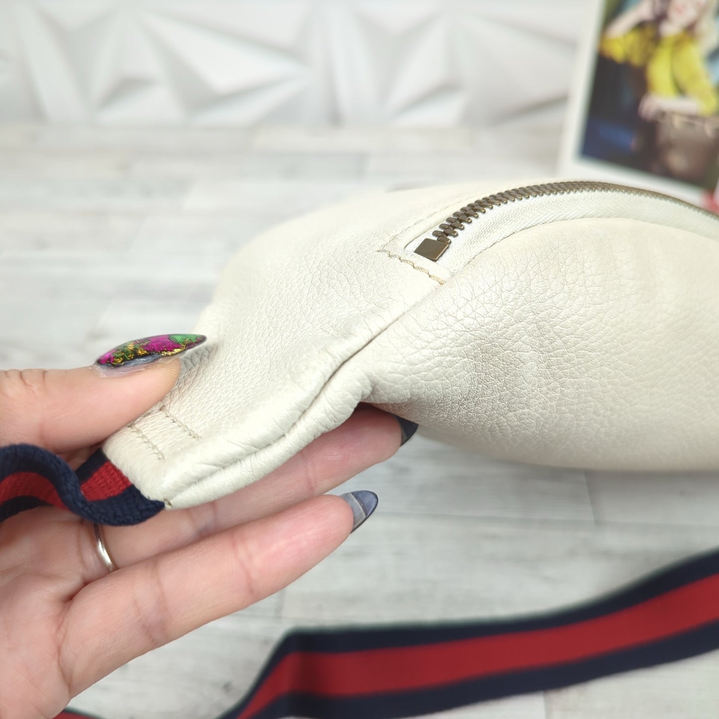 Gucci Large White Logo Print Bum Bag