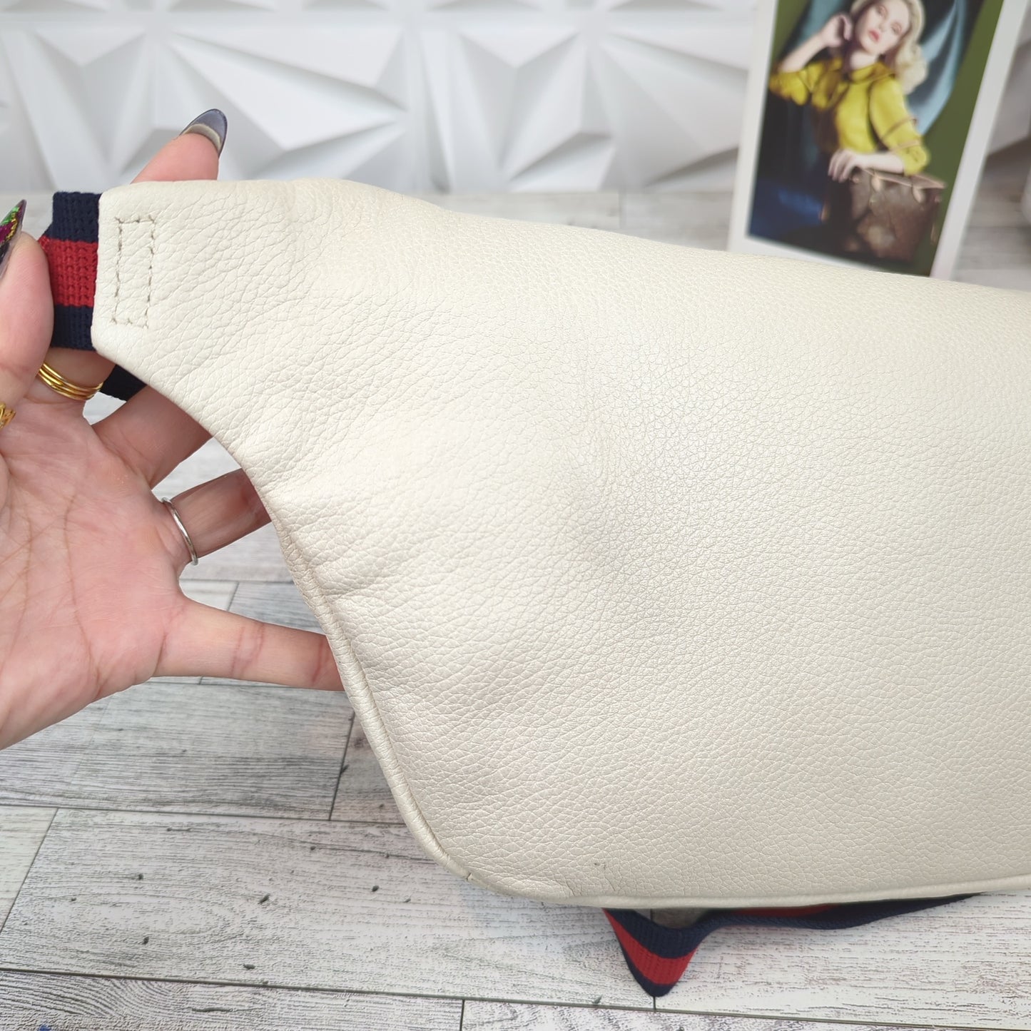 Gucci Large White Logo Print Bum Bag