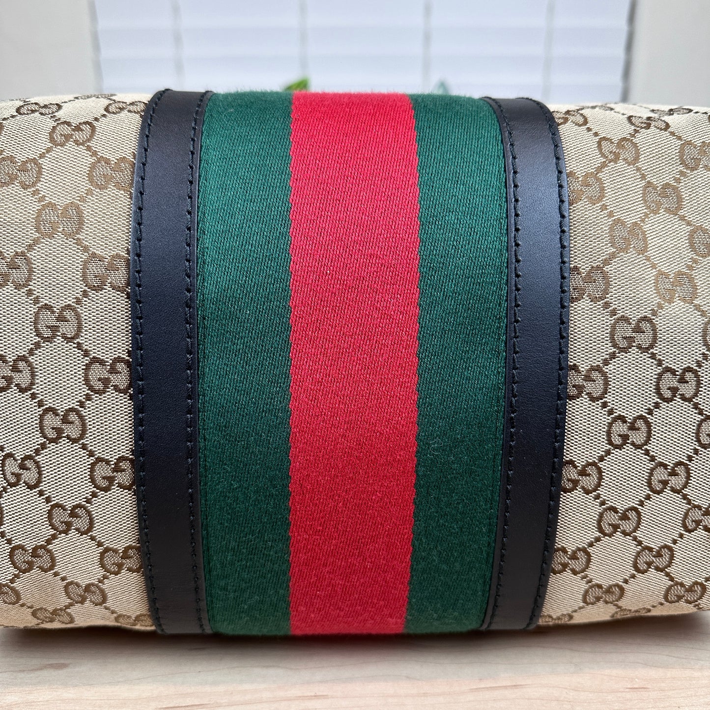 Gucci Original Boston Web  Black Leather