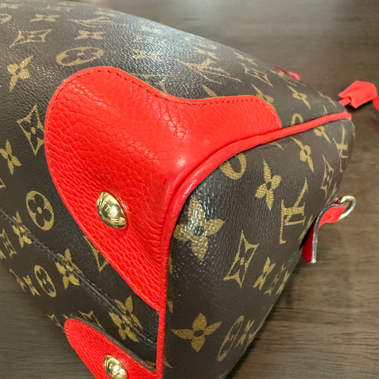 Retiro NM 2-Way Bag in Coquelicot Leather and
Monogram Canvas