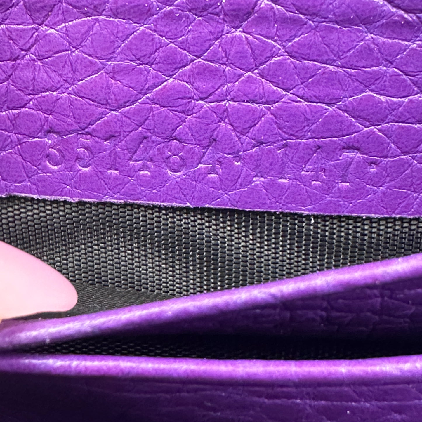 Gucci Purple Pebbled Leather Soho Zippy Compact Wallet