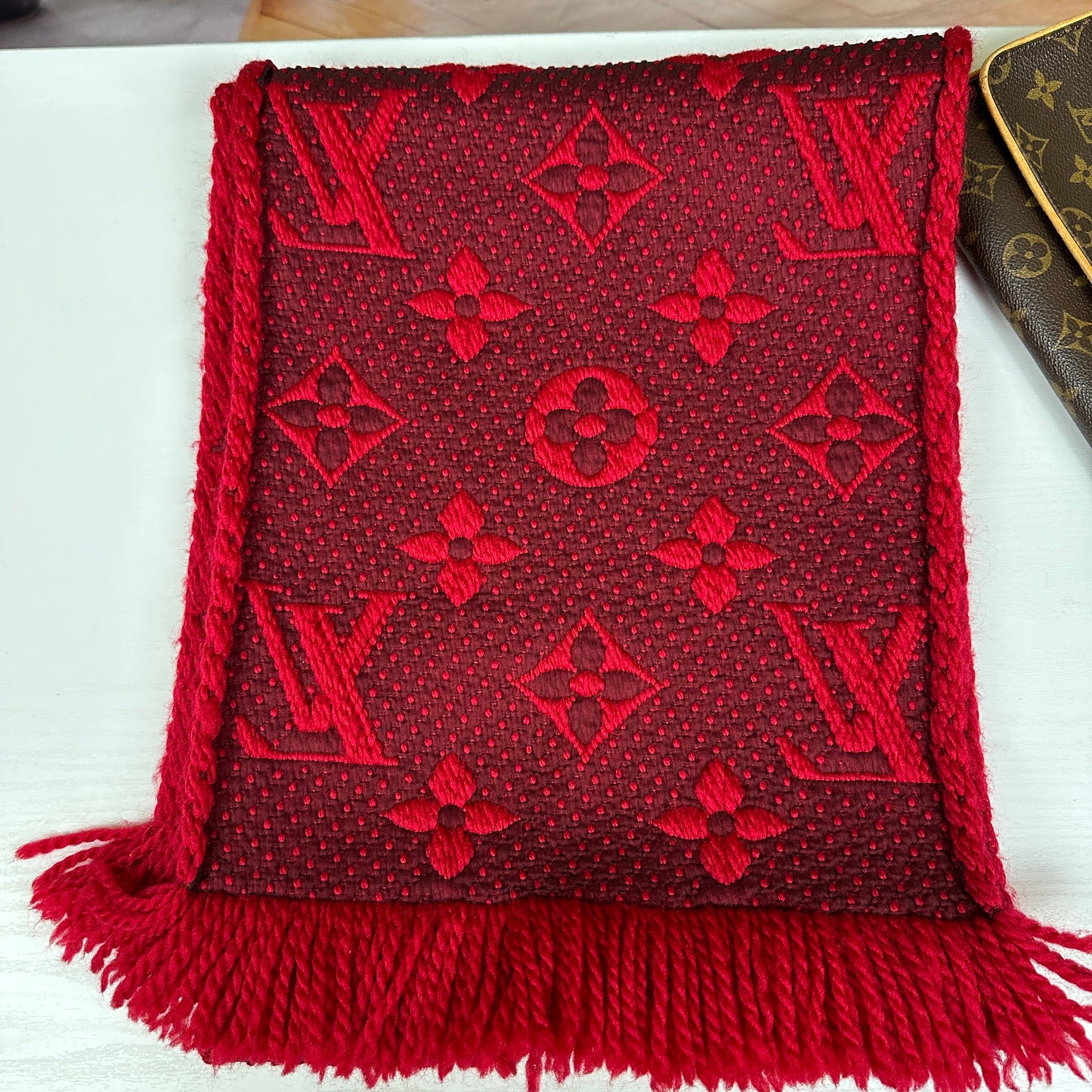 Louis Vuitton Logomania Scarf Red