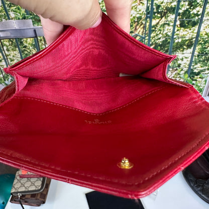 Chanel Red CC Wild Stitch Leather Card Holder