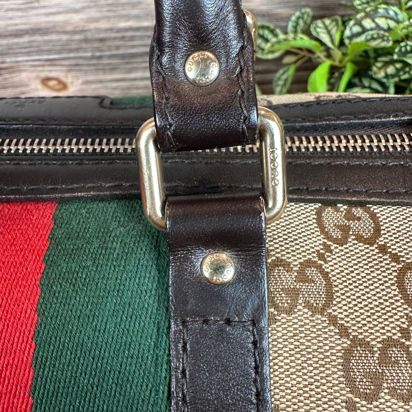 Gucci Original GG Boston Vintage Web Dark Brown