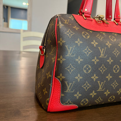 Retiro NM 2-Way Bag in Coquelicot Leather and
Monogram Canvas