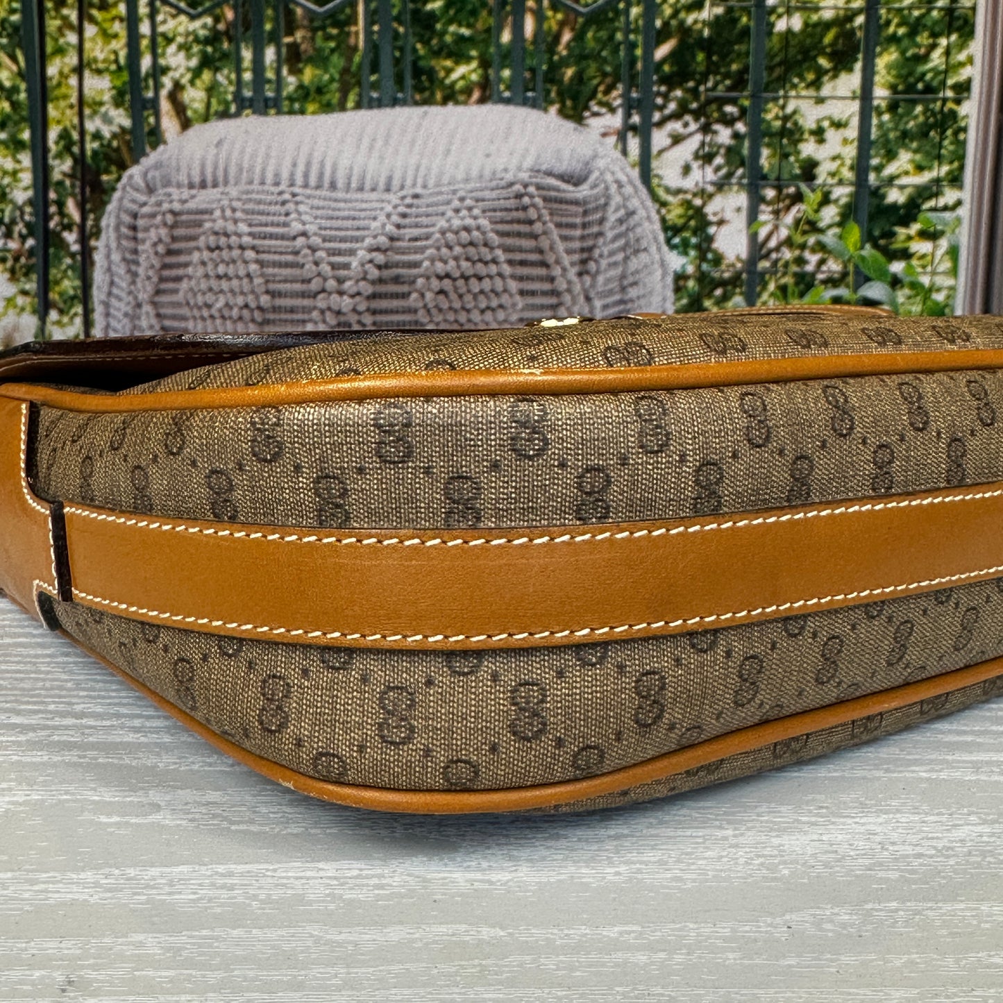 Gucci Micro GG Brown Coated Canvas Flap Crossbody Bag