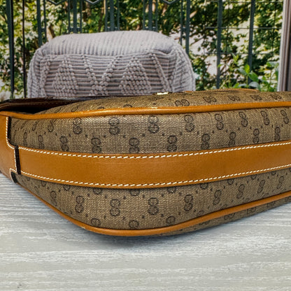Gucci Micro GG Brown Coated Canvas Flap Crossbody Bag