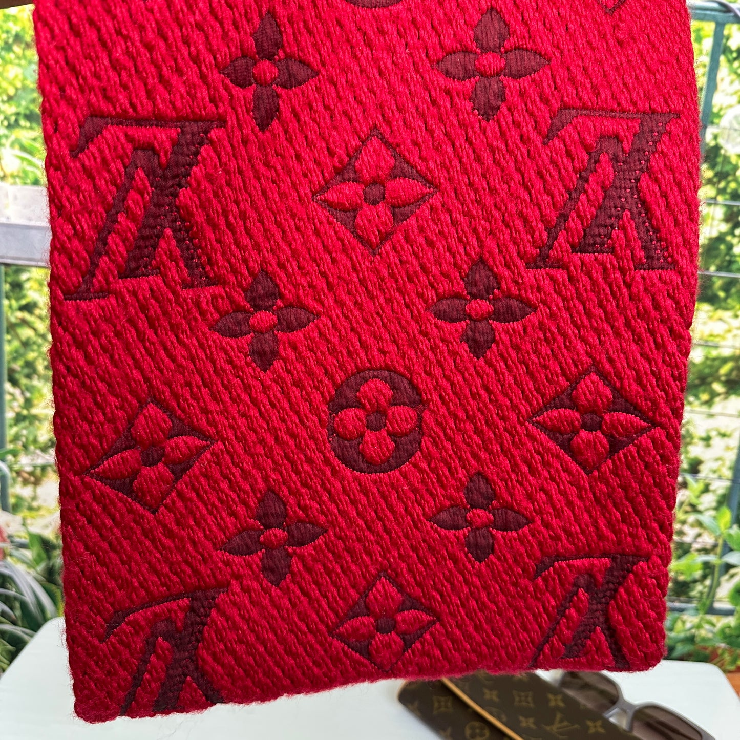 Louis Vuitton Logomania Scarf Red