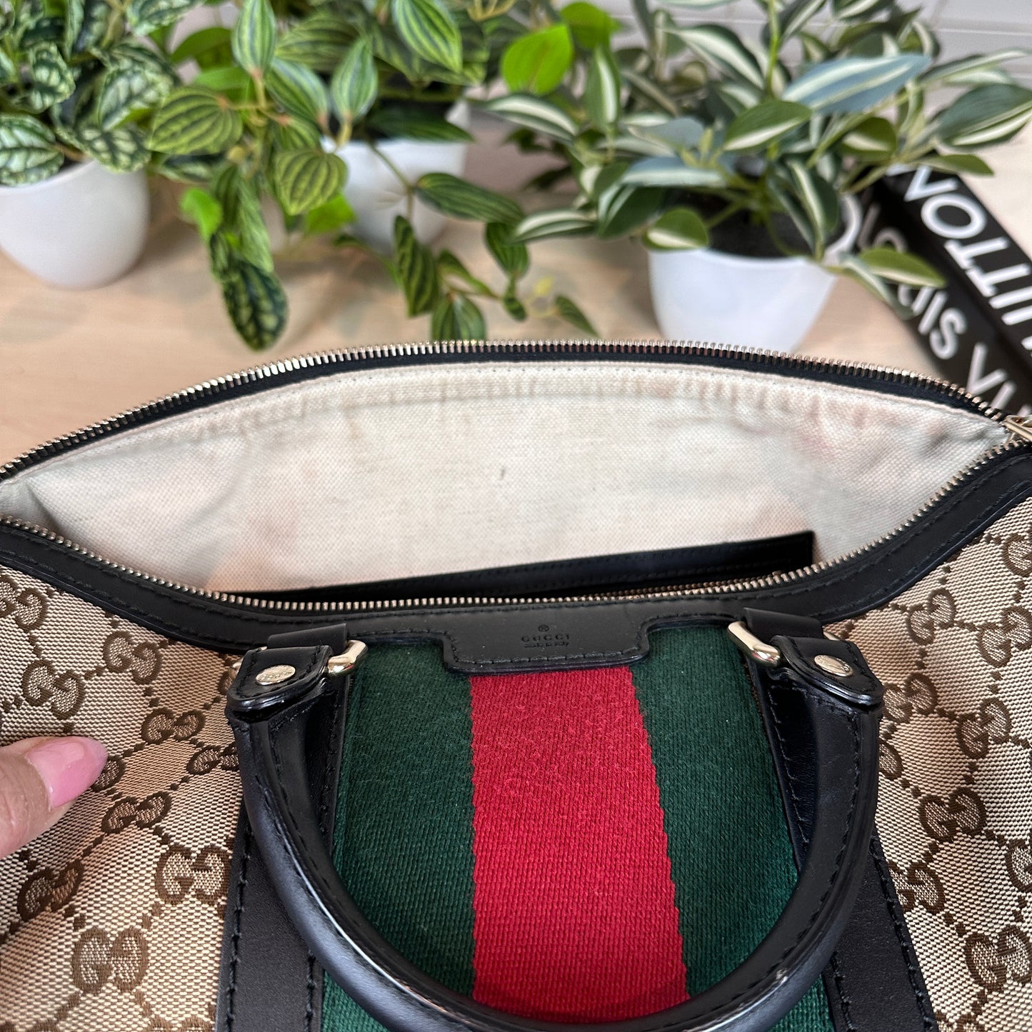 Gucci Original Boston Web  Black Leather