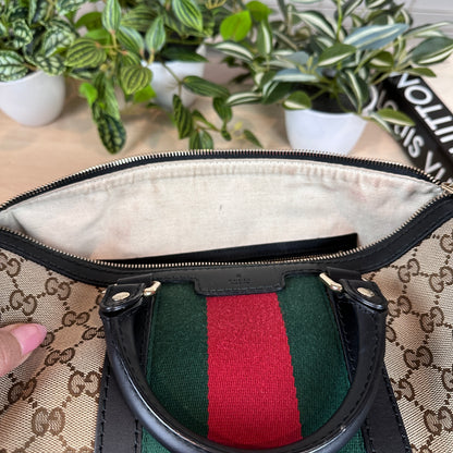 Gucci Original Boston Web  Black Leather