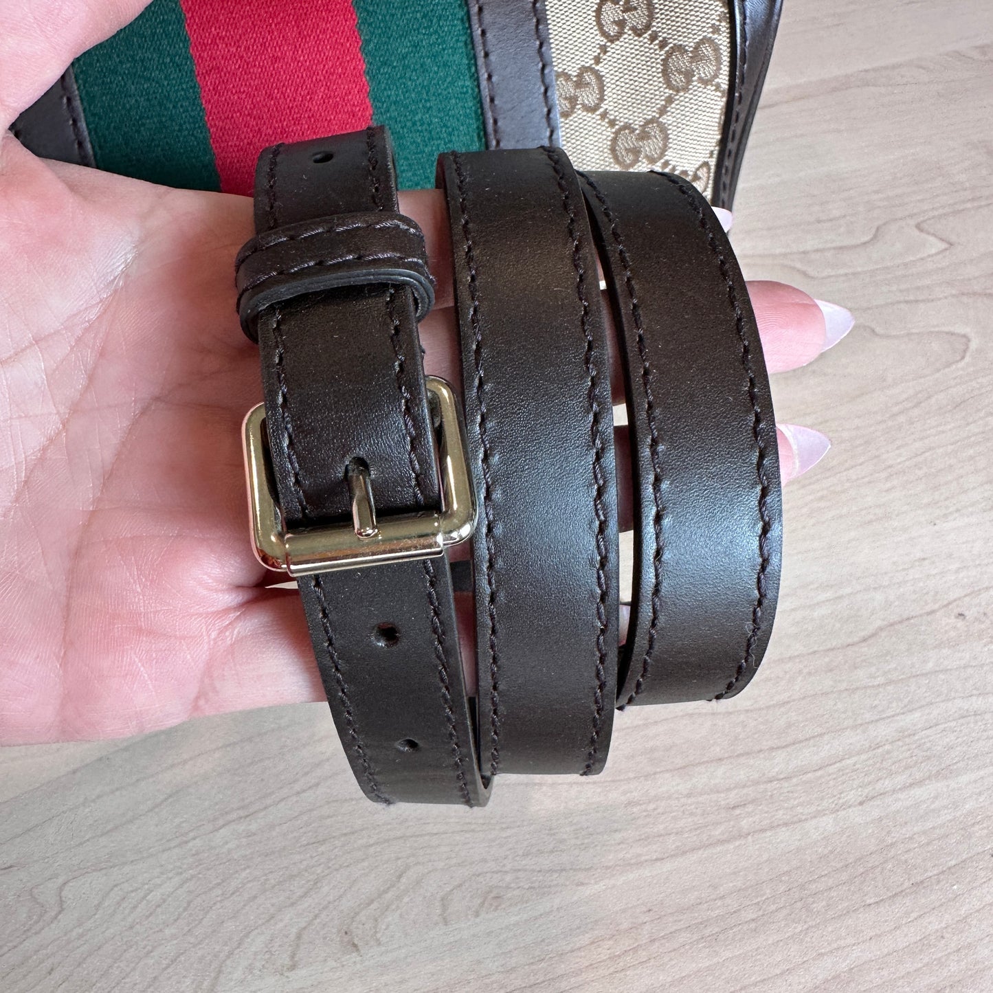 Gucci Original GG Small Boston Vintage Web Dark Brown